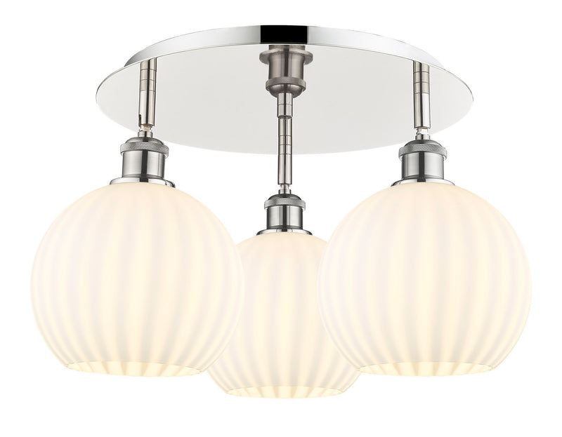Innovations 516-3C-PN-G1217-8WV LED Flush Mount, Polished Nickel