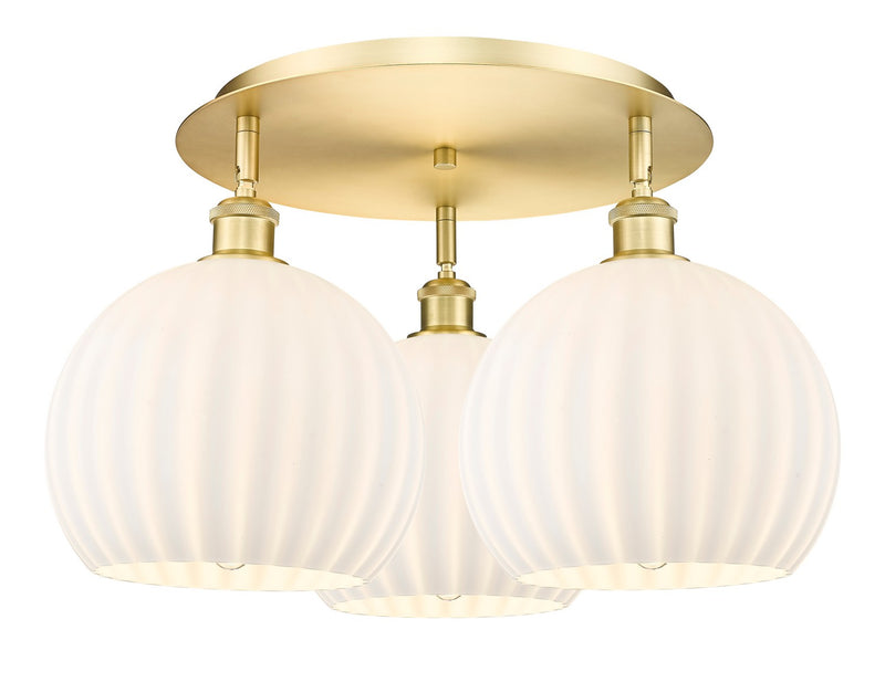 Innovations 516-3C-SG-G1217-10WV LED Flush Mount, Satin Gold