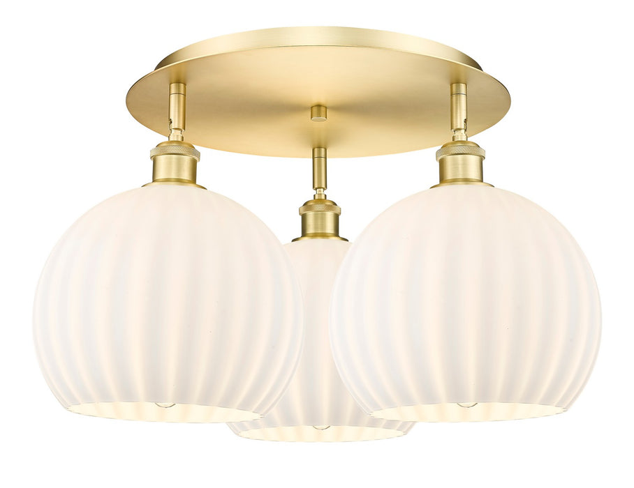 Innovations 516-3C-SG-G1217-10WV LED Flush Mount, Satin Gold