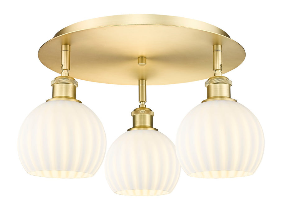 Innovations 516-3C-SG-G1217-6WV LED Flush Mount, Satin Gold