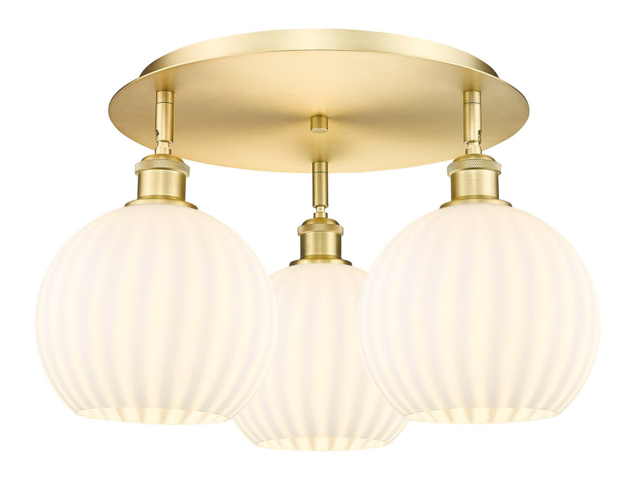 Innovations 516-3C-SG-G1217-8WV LED Flush Mount, Satin Gold