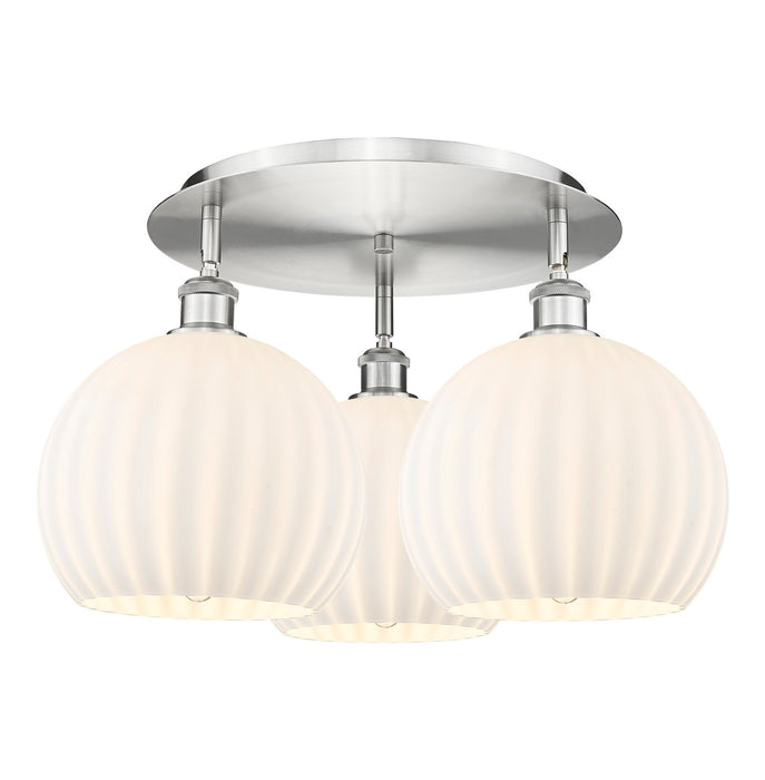 Innovations 516-3C-SN-G1217-10WV LED Flush Mount, Satin Nickel