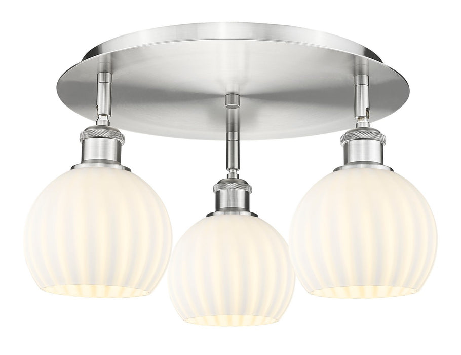 Innovations 516-3C-SN-G1217-6WV LED Flush Mount, Satin Nickel