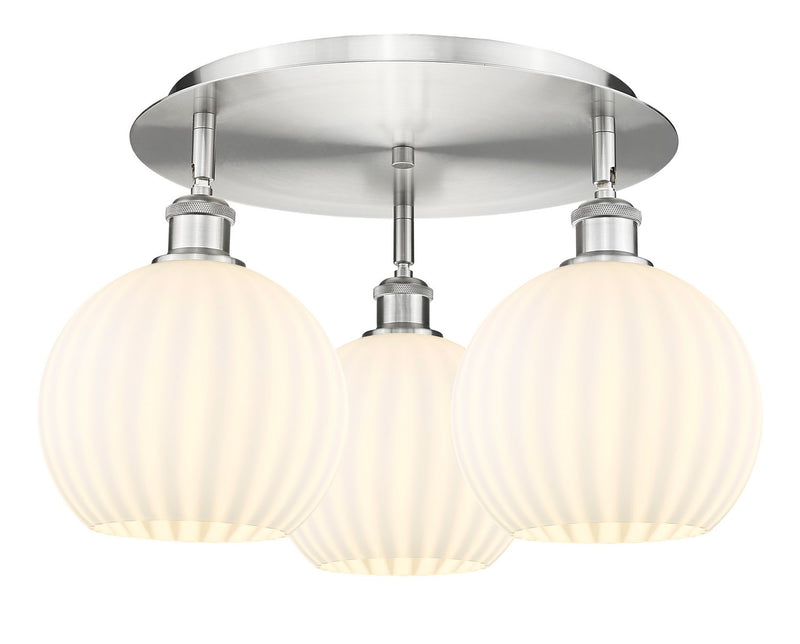 Innovations 516-3C-SN-G1217-8WV LED Flush Mount, Satin Nickel