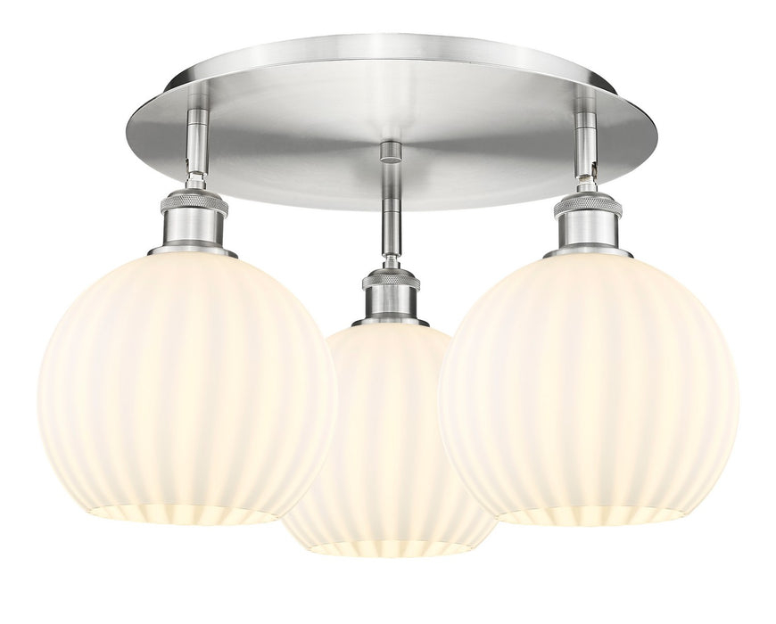 Innovations 516-3C-SN-G1217-8WV LED Flush Mount, Satin Nickel