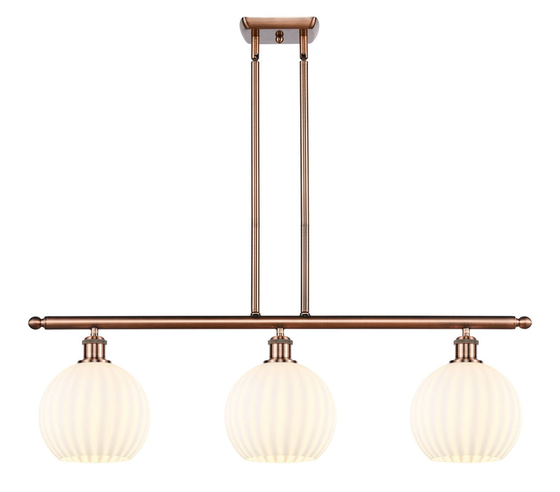 Innovations 516-3I-AC-G1217-8WV LED Island Pendant, Antique Copper