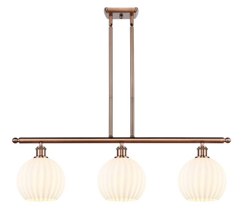 Innovations 516-3I-AC-G1217-8WV LED Island Pendant, Antique Copper