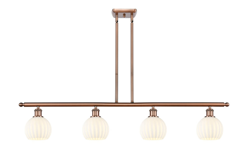 Innovations 516-4I-AC-G1217-6WV LED Island Pendant, Antique Copper