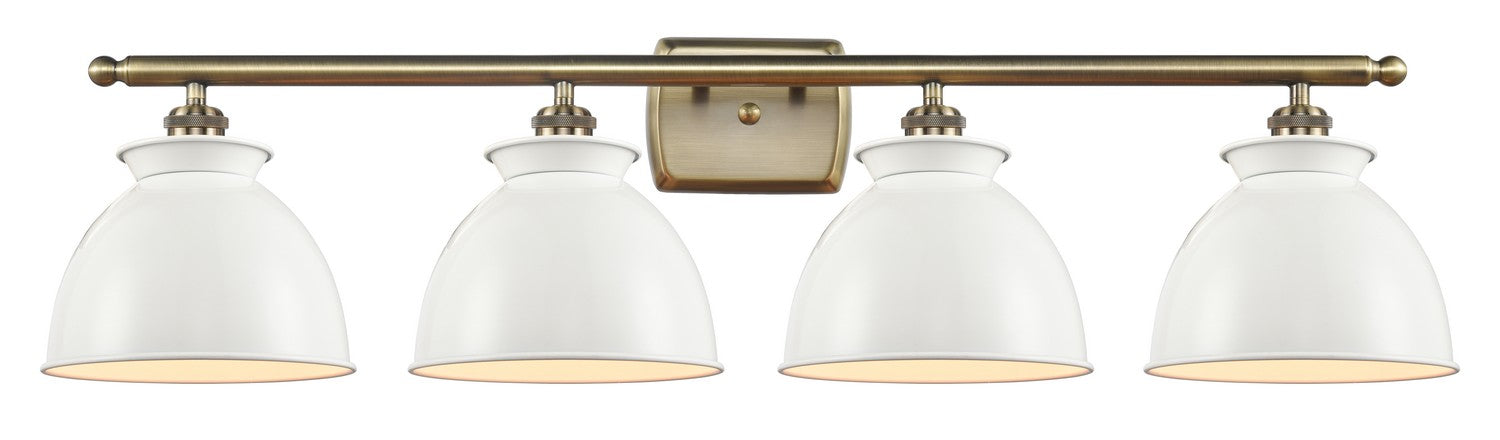 Innovations 516-4W-AB-M14-W Four Light Bath Vanity, Antique Brass
