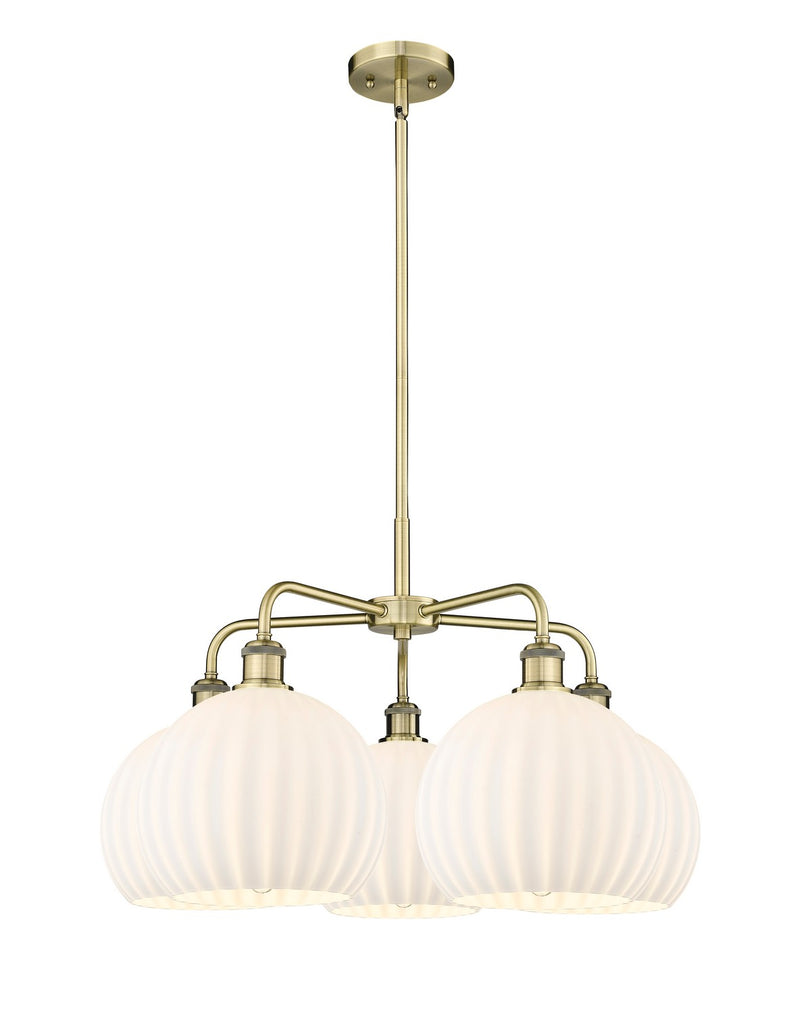 Innovations 516-5CR-AB-G1217-10WV LED Chandelier, Antique Brass