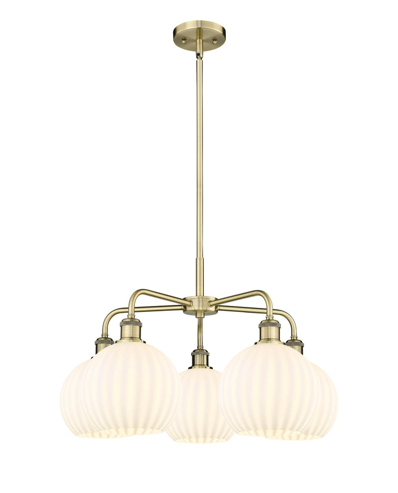 Innovations 516-5CR-AB-G1217-8WV LED Chandelier, Antique Brass
