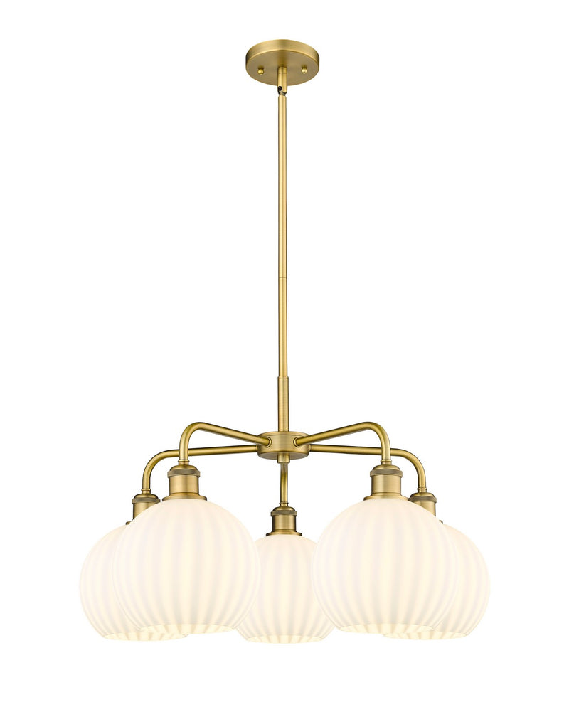 Innovations 516-5CR-BB-G1217-8WV LED Chandelier, Brushed Brass