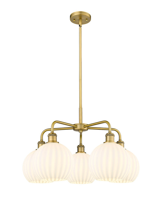 Innovations 516-5CR-BB-G1217-8WV LED Chandelier, Brushed Brass