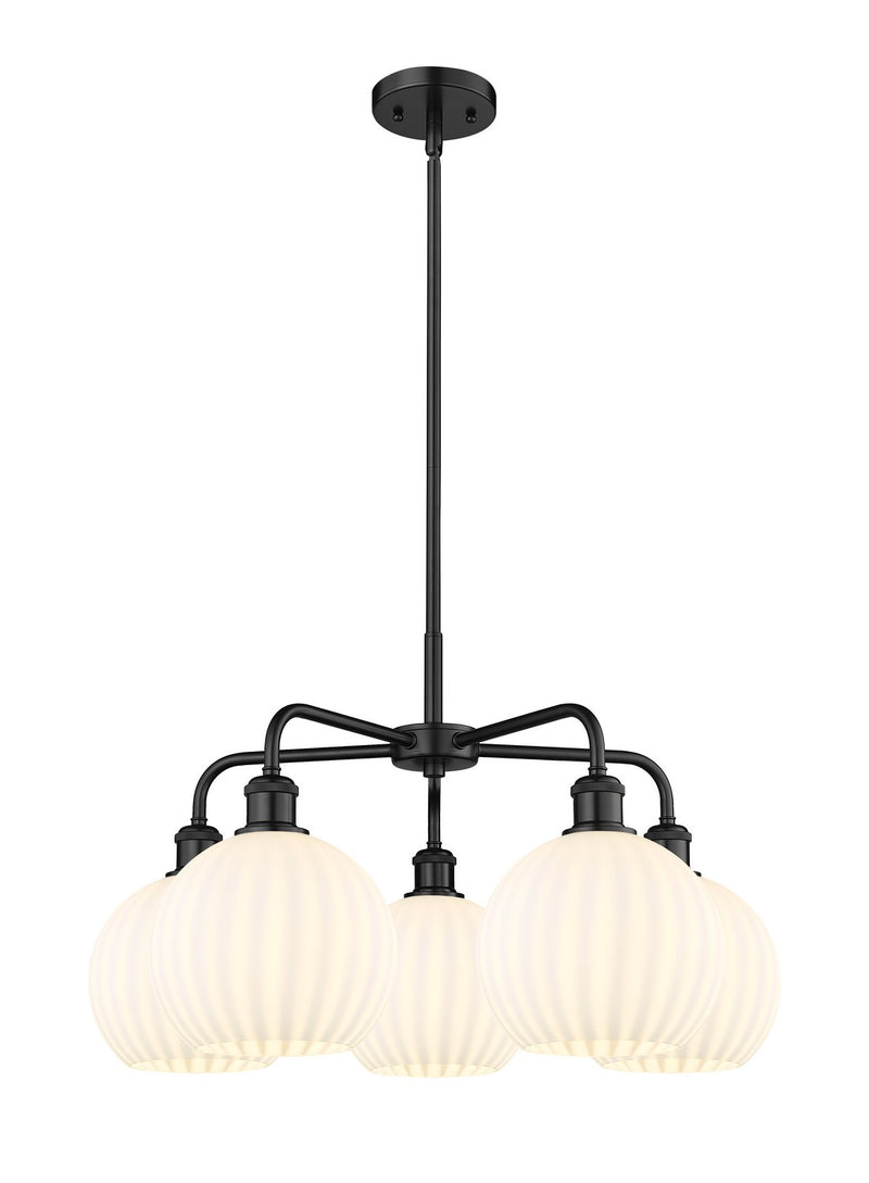 Innovations 516-5CR-BK-G1217-8WV LED Chandelier, Matte Black