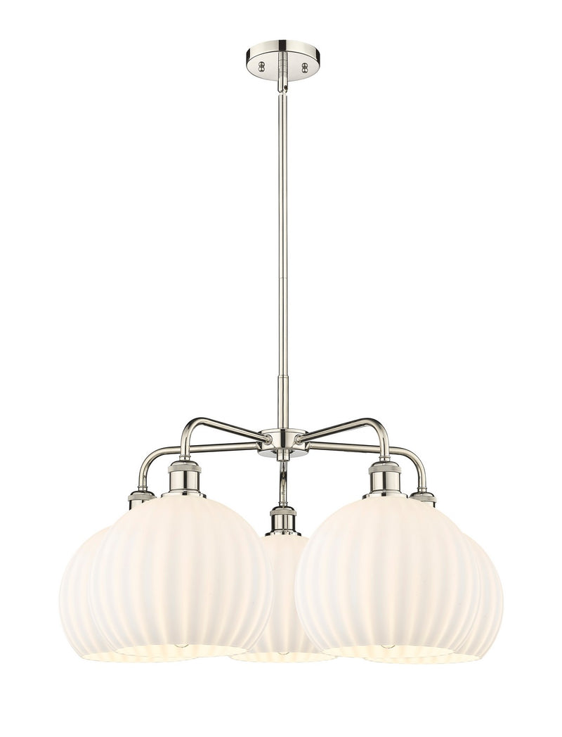 Innovations 516-5CR-PN-G1217-10WV LED Chandelier, Polished Nickel