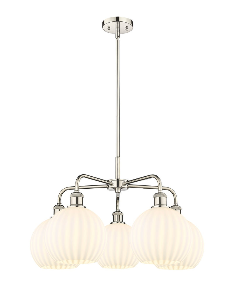 Innovations 516-5CR-PN-G1217-8WV LED Chandelier, Polished Nickel