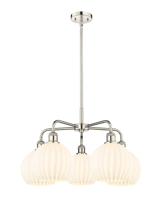 Innovations 516-5CR-PN-G1217-8WV LED Chandelier, Polished Nickel