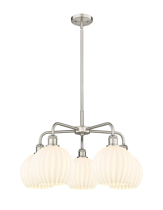 Innovations 516-5CR-SN-G1217-8WV LED Chandelier, Satin Nickel