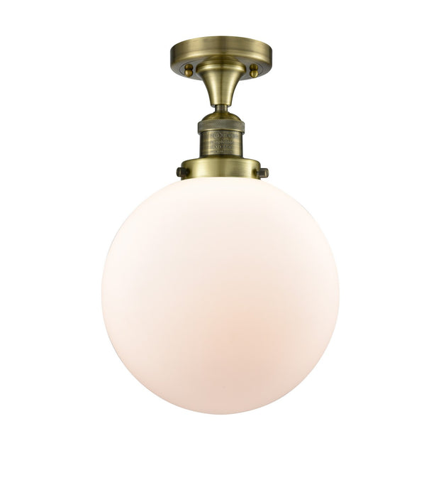 Innovations 517-1CH-AB-G201-10 One Light Semi-Flush Mount, Antique Brass