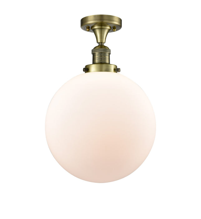 Innovations 517-1CH-AB-G201-12 One Light Semi-Flush Mount, Antique Brass