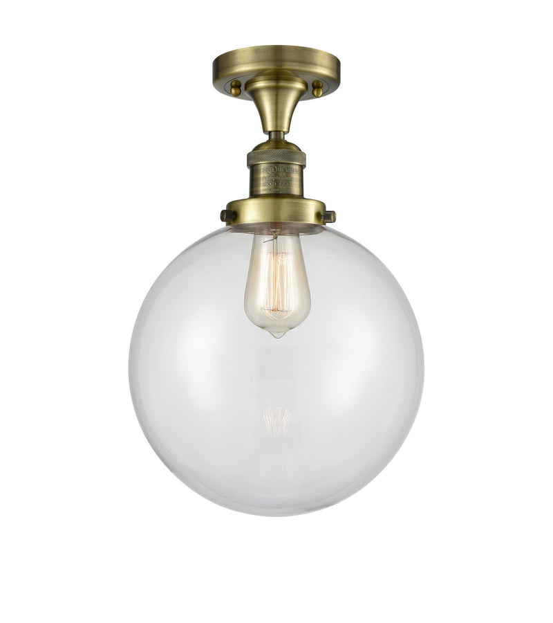 Innovations 517-1CH-AB-G202-10 One Light Semi-Flush Mount, Antique Brass