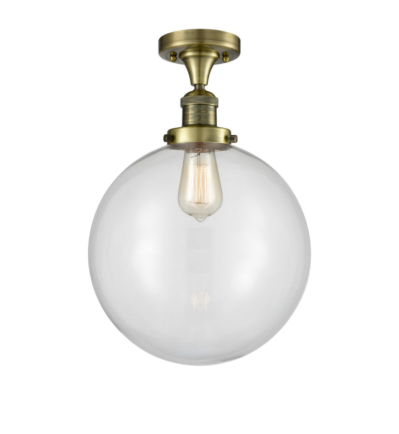 Innovations 517-1CH-AB-G202-12 One Light Semi-Flush Mount, Antique Brass