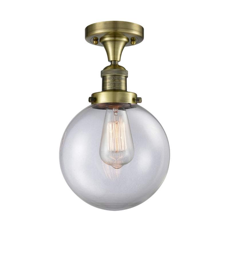 Innovations 517-1CH-AB-G202-8 One Light Semi-Flush Mount, Antique Brass