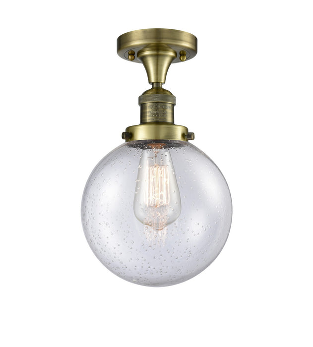 Innovations 517-1CH-AB-G204-8 One Light Semi-Flush Mount, Antique Brass