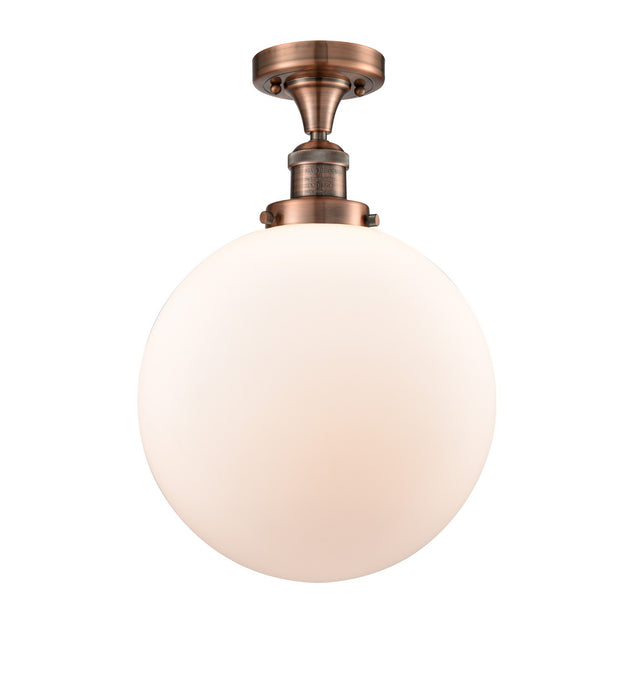 Innovations 517-1CH-AC-G201-12 One Light Semi-Flush Mount, Antique Copper