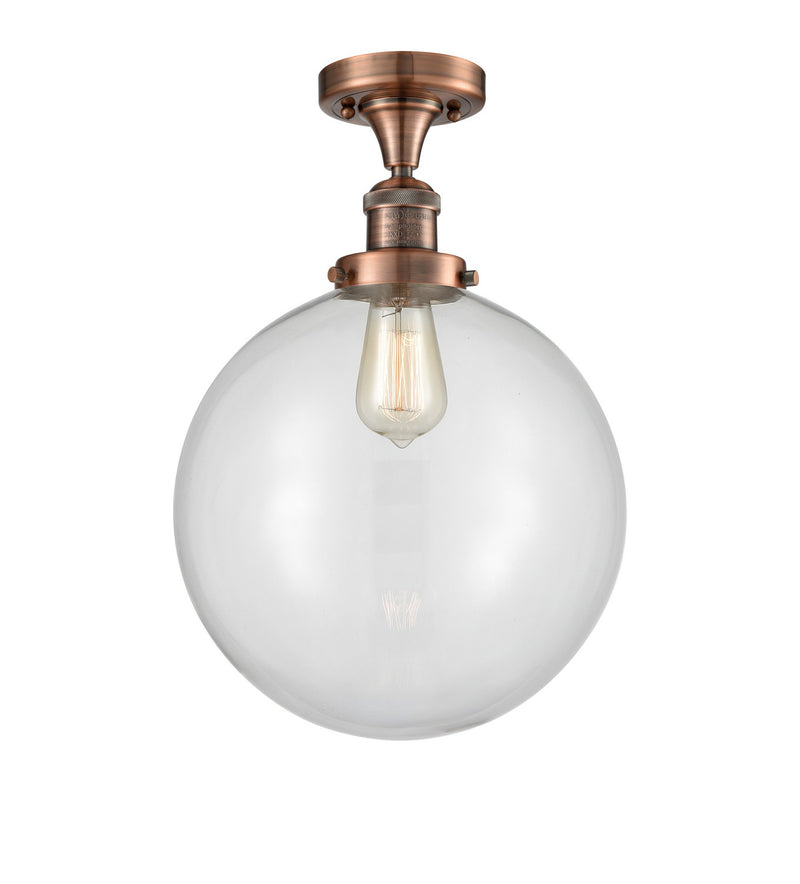 Innovations 517-1CH-AC-G202-12 One Light Semi-Flush Mount, Antique Copper