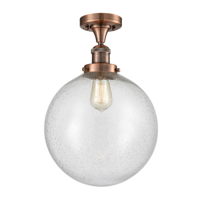 Innovations 517-1CH-AC-G204-12 One Light Semi-Flush Mount, Antique Copper