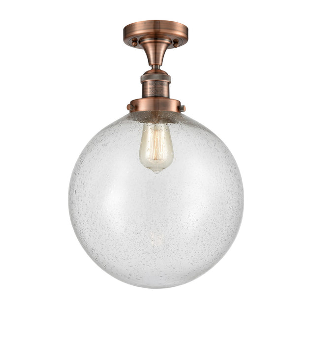 Innovations 517-1CH-AC-G204-12 One Light Semi-Flush Mount, Antique Copper