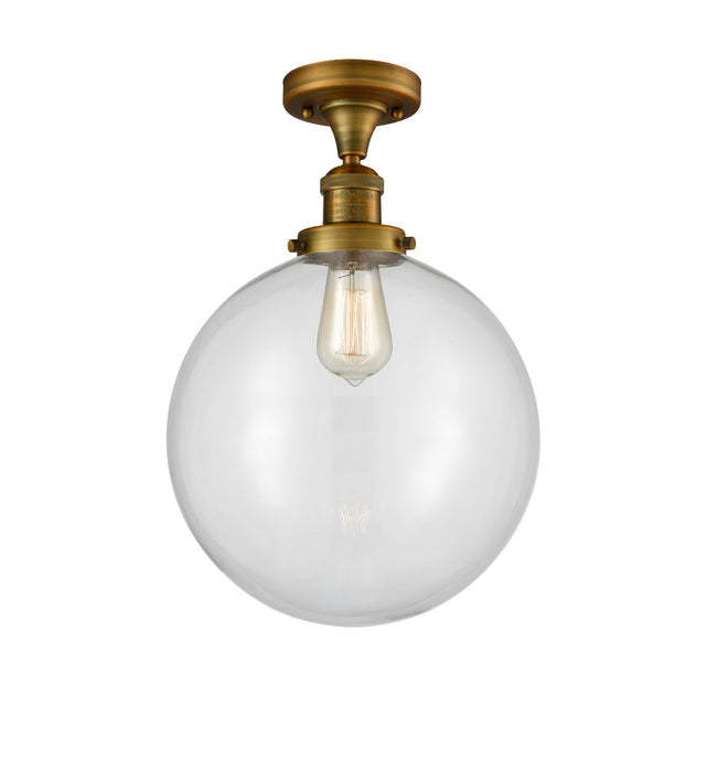 Innovations 517-1CH-BB-G202-12 One Light Semi-Flush Mount, Brushed Brass