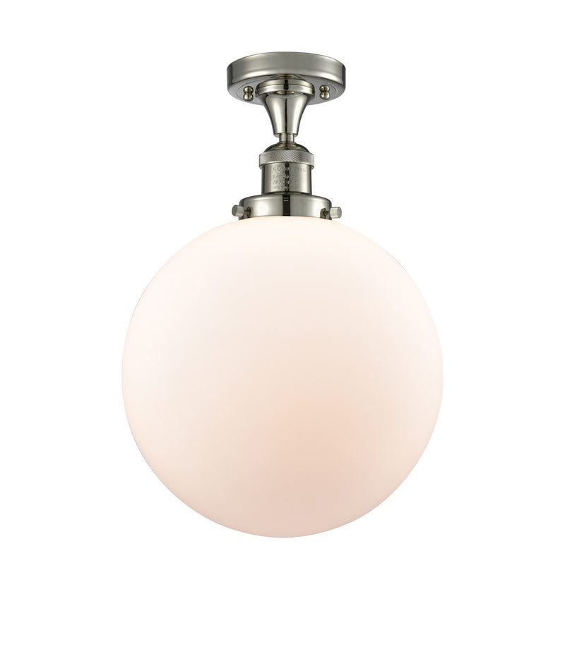 Innovations 517-1CH-PN-G201-12 One Light Semi-Flush Mount, Polished Nickel