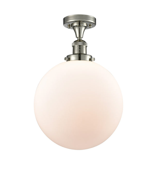 Innovations 517-1CH-PN-G201-12 One Light Semi-Flush Mount, Polished Nickel