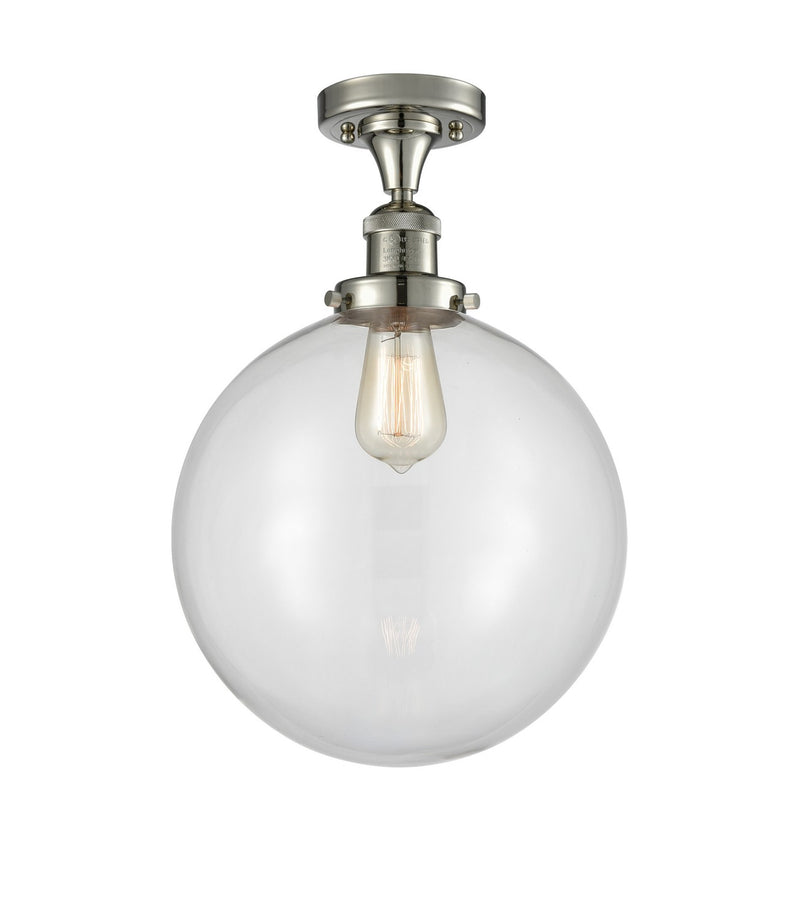 Innovations 517-1CH-PN-G202-12 One Light Semi-Flush Mount, Polished Nickel