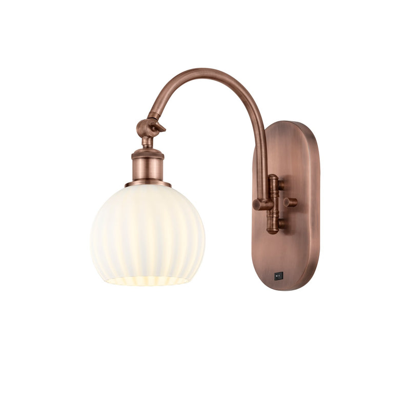 Innovations 518-1W-AC-G1217-6WV LED Wall Sconce, Antique Copper