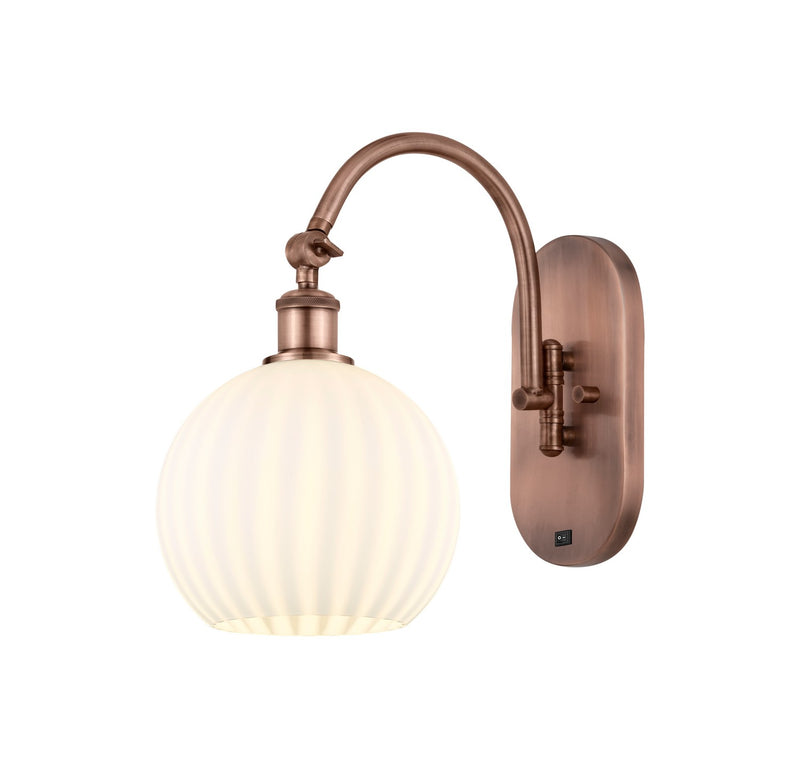 Innovations 518-1W-AC-G1217-8WV LED Wall Sconce, Antique Copper