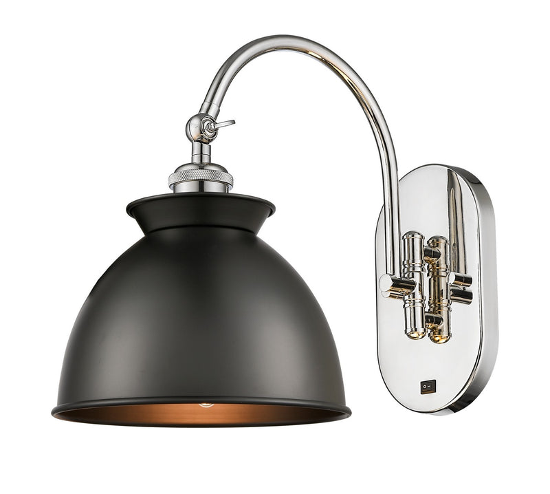 Innovations 518-1W-PN-M14-BK One Light Wall Sconce, Polished Nickel