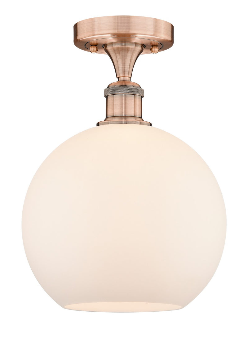 Innovations 616-1F-AC-G121-10 One Light Semi-Flush Mount, Antique Copper