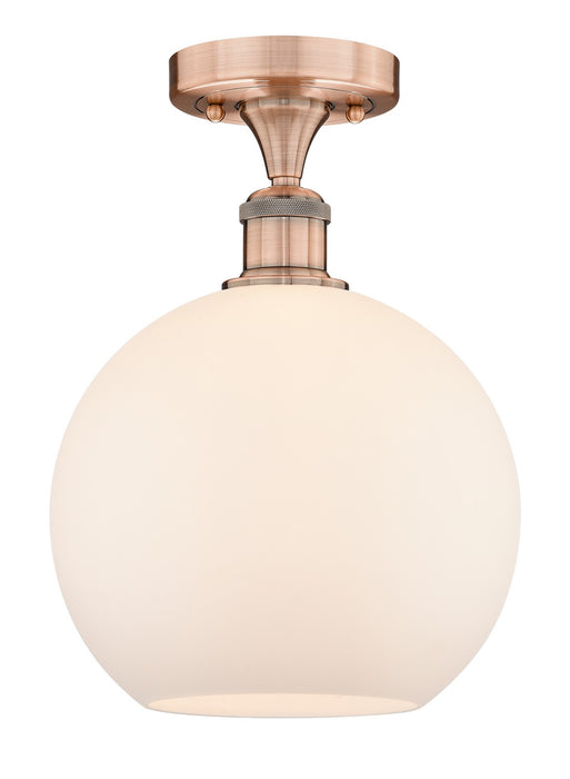 Innovations 616-1F-AC-G121-10 One Light Semi-Flush Mount, Antique Copper