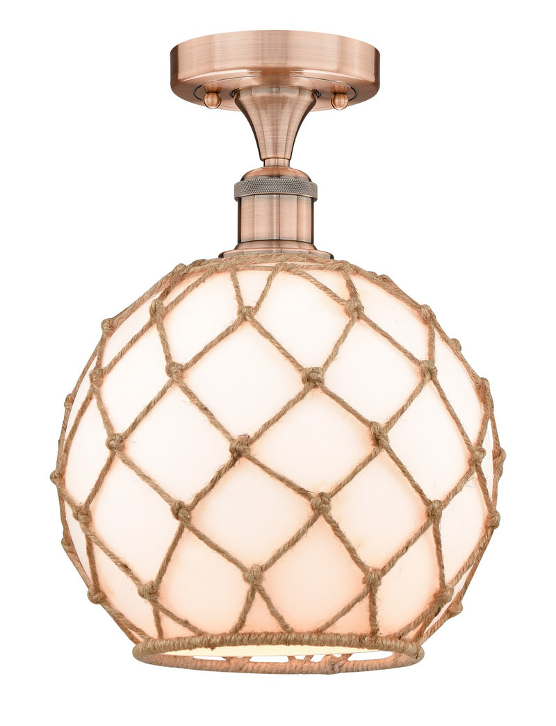 Innovations 616-1F-AC-G121-10RB One Light Semi-Flush Mount, Antique Copper