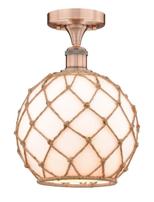 Innovations 616-1F-AC-G121-10RB One Light Semi-Flush Mount, Antique Copper