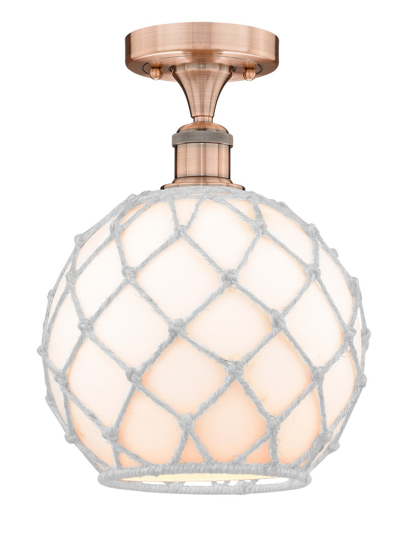 Innovations 616-1F-AC-G121-10RW One Light Semi-Flush Mount, Antique Copper