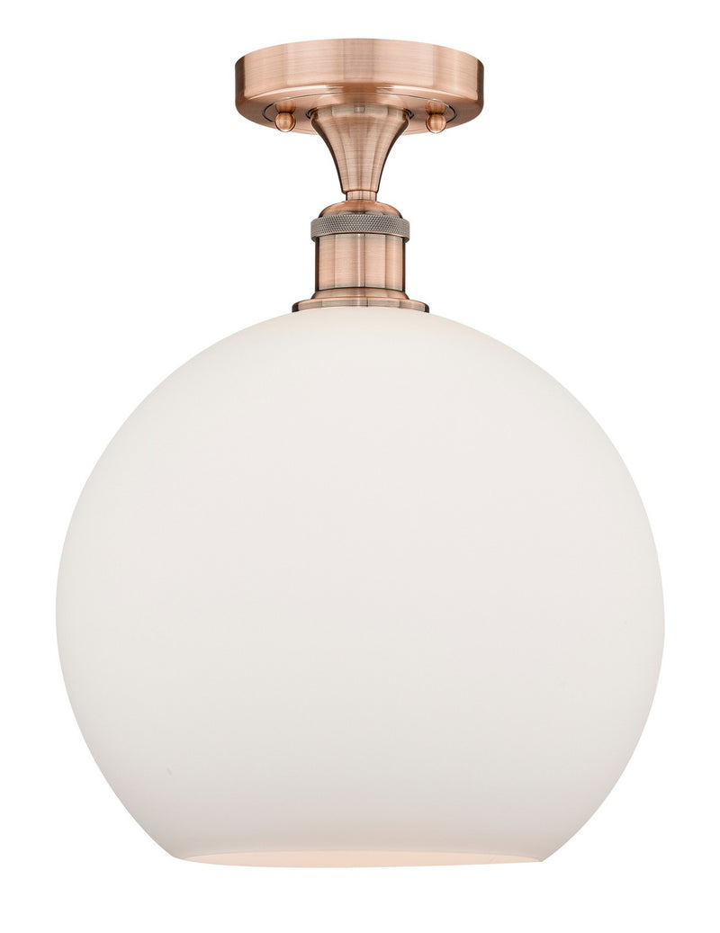 Innovations 616-1F-AC-G121-12 One Light Semi-Flush Mount, Antique Copper