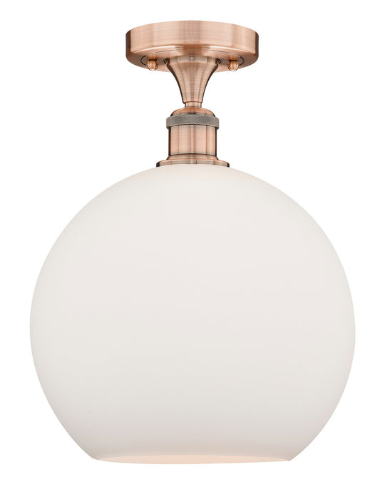 Innovations 616-1F-AC-G121-12 One Light Semi-Flush Mount, Antique Copper