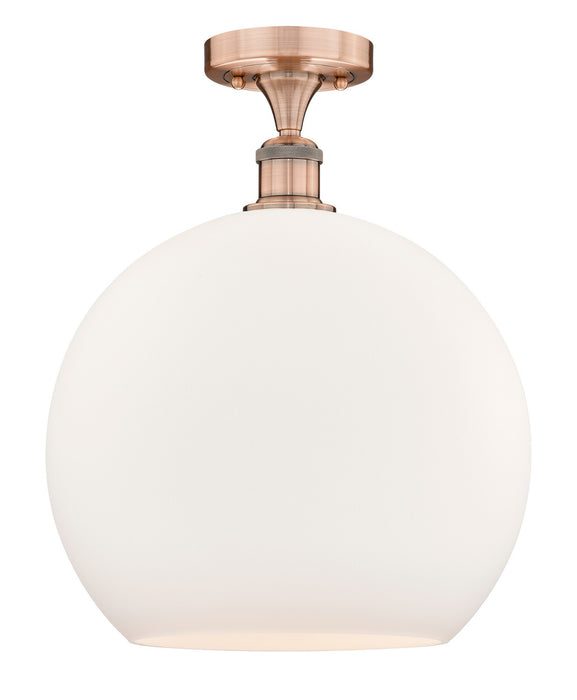 Innovations 616-1F-AC-G121-14 One Light Semi-Flush Mount, Antique Copper
