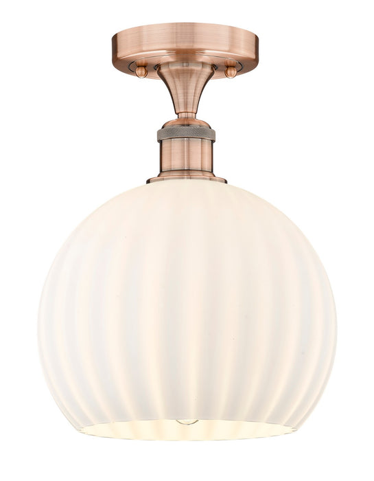 Innovations 616-1F-AC-G1217-10WV LED Semi-Flush Mount, Antique Copper