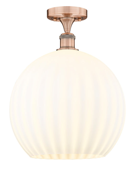 Innovations 616-1F-AC-G1217-14WV LED Semi-Flush Mount, Antique Copper