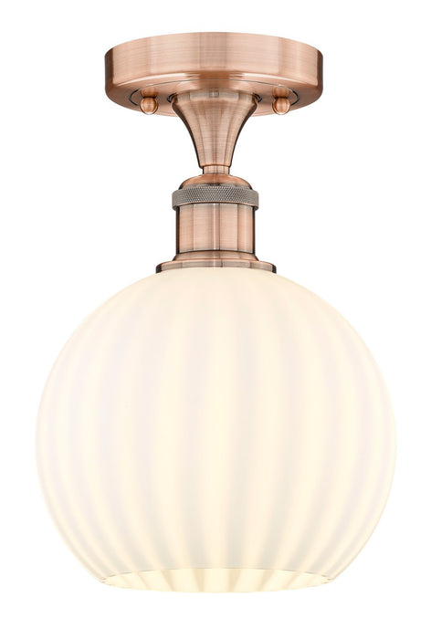 Innovations 616-1F-AC-G1217-8WV LED Semi-Flush Mount, Antique Copper